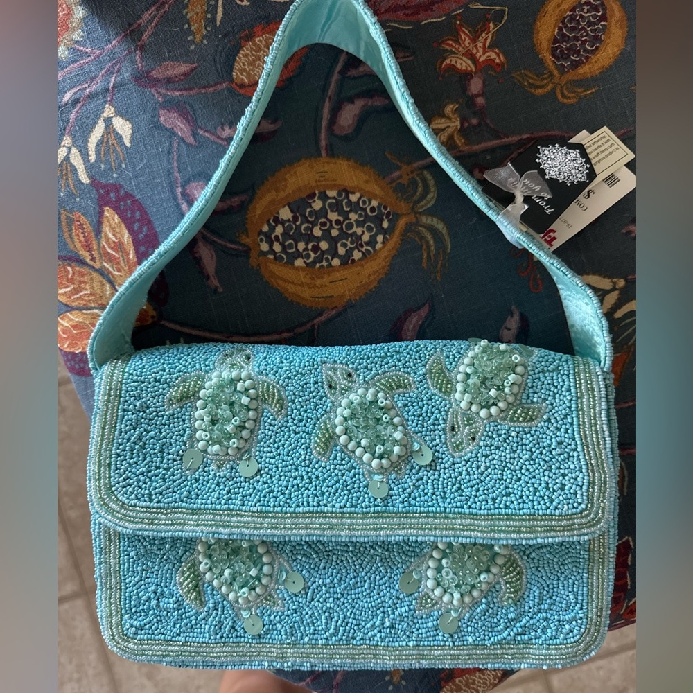 Beaded Sea Turtle Design Women's Bag